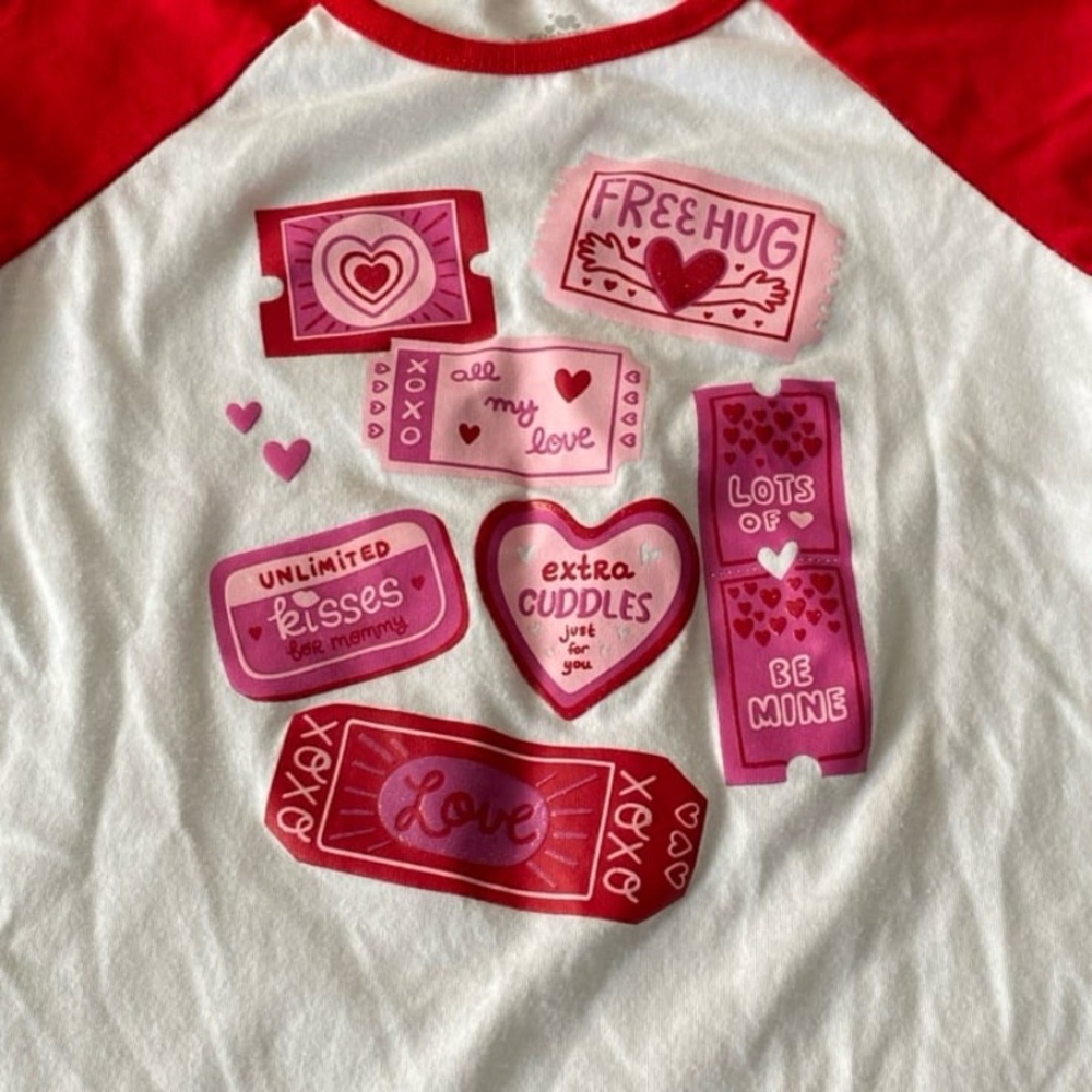 Girls Red/White Valentine’s Shirt Size 4T - Picture 2 of 3